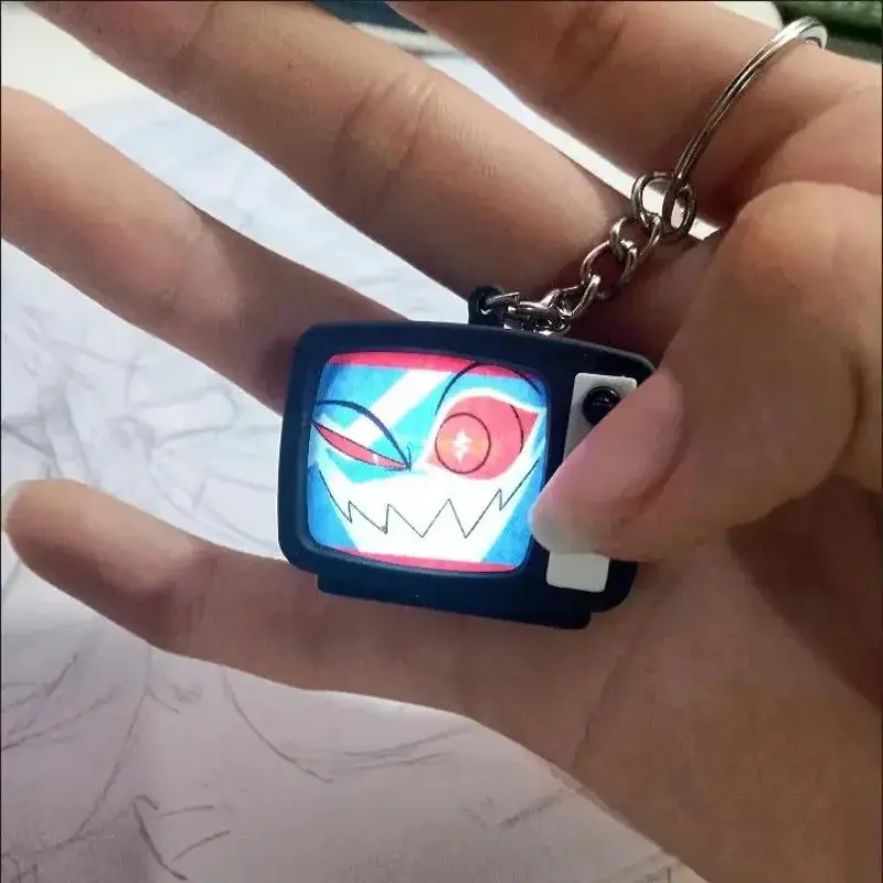 Hazbin Hotel Vox Glowing Talking Mini TV Keychain Creative Design Light Sound Toy Gift for FansAlleviate children's anxietySensory stress relief