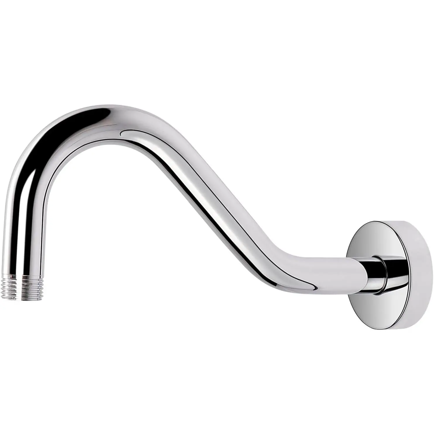 J Shaped Shower Extension Arm, Stainless Steel Shower  Height Extender with Flange, Riser Pipe Design for Cozy Shower Experience, Standard 1/2" Connection (8 Inch, Chrome Finish)