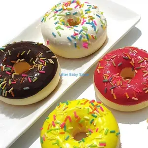 N80C Soft Artificial Donut Bread Doughnuts Stress Relief Novelty Toy Squeeze Simulation Cake Model Wedding Decoration