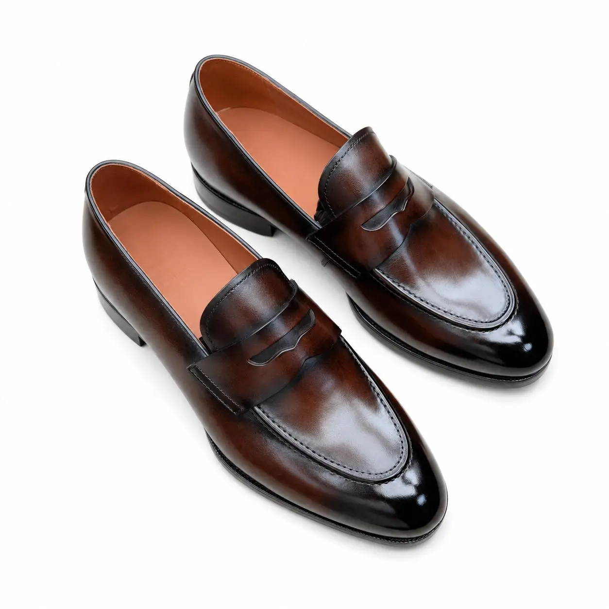 Handmade leather shoes leather sole old money loafers Inlaid shoe sole
