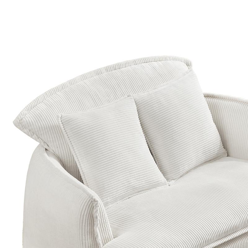 [SOIYELIFE] Convertib Compressed Sofa Chair with Ottoman, Modern Corduroy Fabric Armchair for Small Spaces, Living Room, Dorm, or Apartment