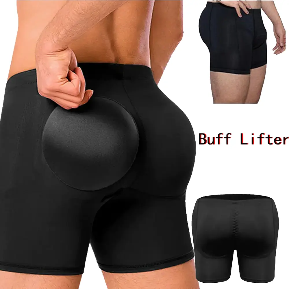 Men Padded Boxer Shorts,Men Butt Padded Underwear Hips Enhancer Men Shapewear Breif With Rrmovable Padded