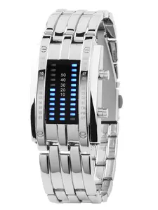 Korean Style LED Iron Man Binary Fashion Teen Couples' Unique Electronic Watch, Trendy Dual Line Design, Stylish Youth Accessory