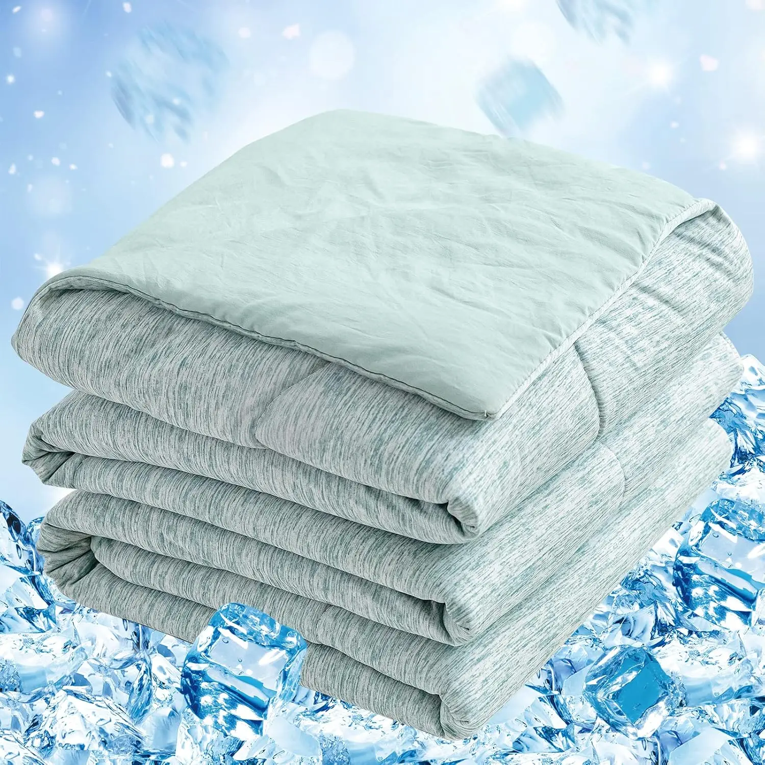 Cooling Comforter Twin Size, Cooling Blanket with Q-Max 0.45 Arc-Chill Cooling Fiber for Hot Sleeper and Night Sweats, Cool Soft Thin Breathable Summer Comforter for Bed, (60" x 90", Green)