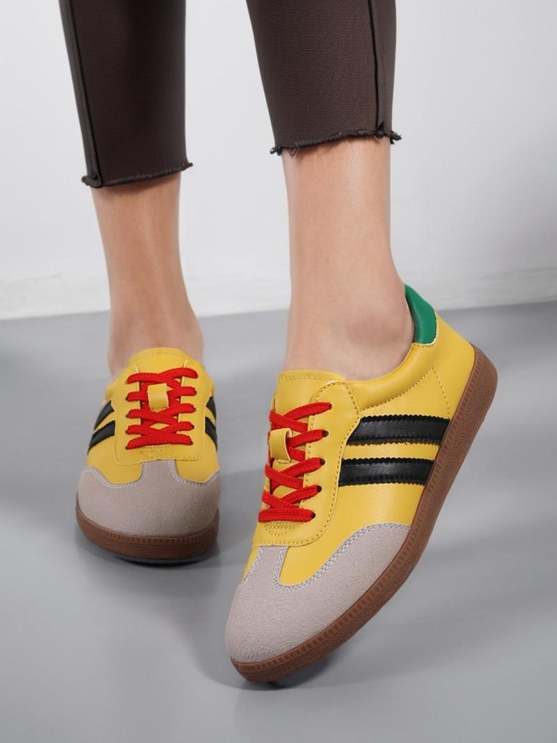 Women's Fashionable Patchwork Lace Up Low Top Sneakers, Casual Comfortable Breathable Sports Running Shoes, Athletic Shoes, All-match Round Toe Shoes for Daily Wear