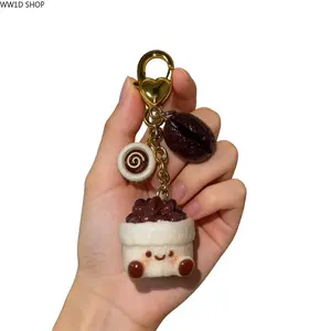 Cute Jellycat Style Soft Plush Pendant Keychain, 3D Coffee Bean Charm, Hearts Backpack Decoration, Car Key Ornament, Creative Gift for Friends, Car Key Chains