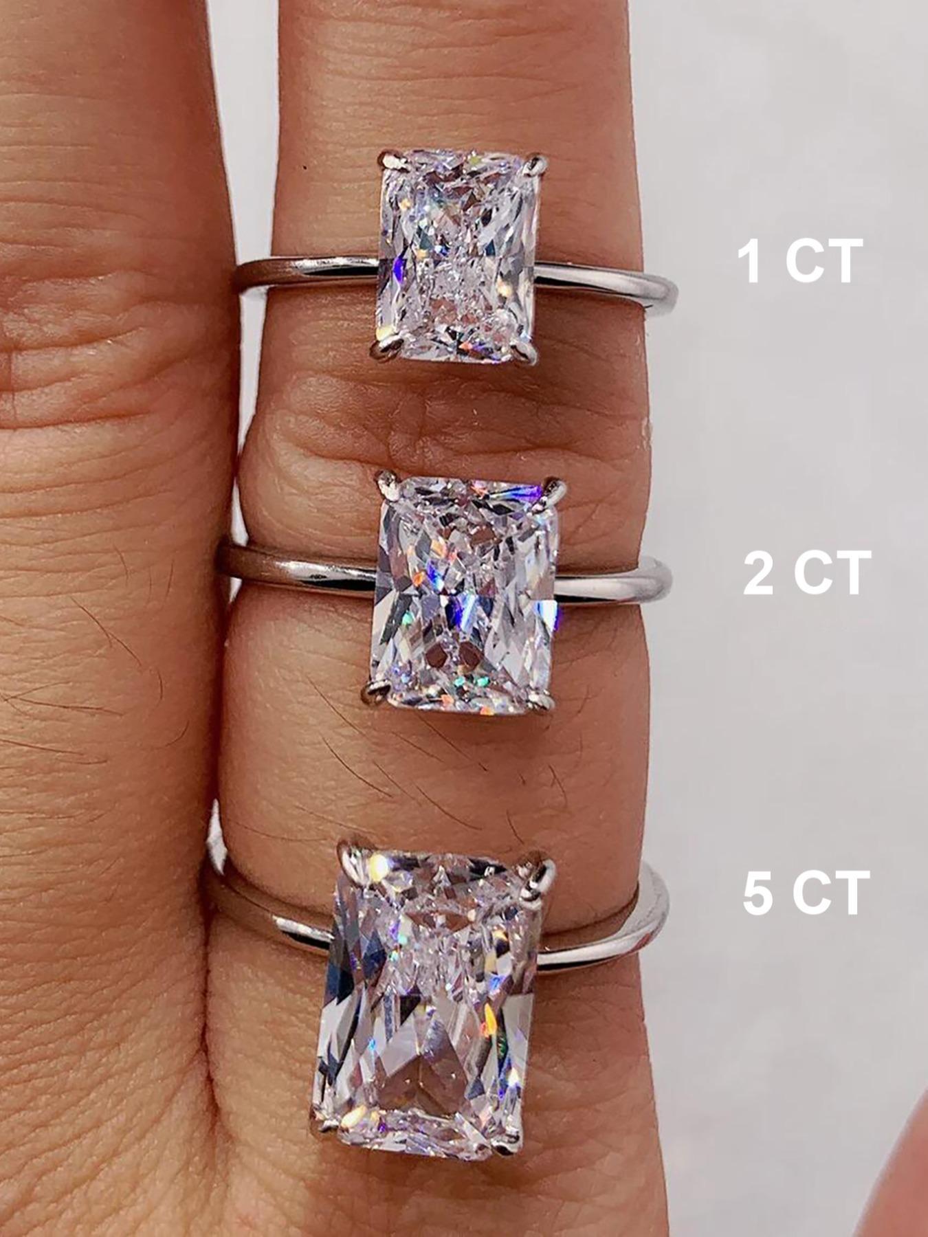 S925 Sterling Silver Fashion Rectangle Shape Zircon Ring, Eternal Promise Engagement Wedding Ring, Ladies Fine Jewelry Anniversary Dating Gift with Rose Gift Box, Valentine's Day, Gift for Her