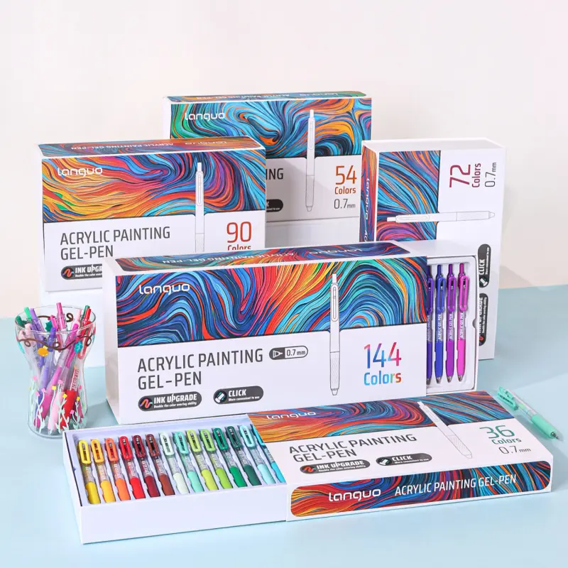 Large-Capacity Acrylic Gel Markers, Retractable 0.7mm Tip with Clip, 36/54/72/90/144 Vibrant Stackable Colors-Smooth Drawing Pens for Journaling, Card Design, Coloring Pages, and Daily Art Creation, Art Drawing Supplies