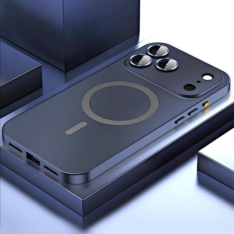 ACCE Alloy Aluminum Metal Frame with MagSafe Magnetic PC Backplate Case for iPhone 17 Pro Max 17 Air 17Pro 16 15 14 13 12 Pro Max Ultra Thin Phone Cover with Full Coverage Lens Protector Support Wireless Charging Durable Shockproof Casing