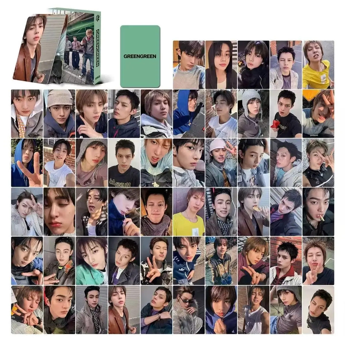 55 Pieces Cortis Ep Greengreen Photo Cards, Hua Yu Fan & Yan Cheng Hyun, Collectible Music Merchandise, Limited Edition Release