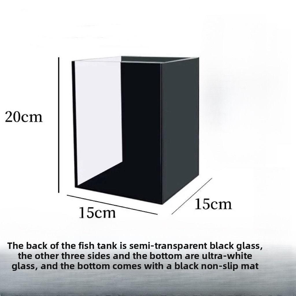 Master Small Fish Tank Black Glass Tank Desktop Small Glass Mini Ultra Clear Glass Betta Tank with LED Light Lid