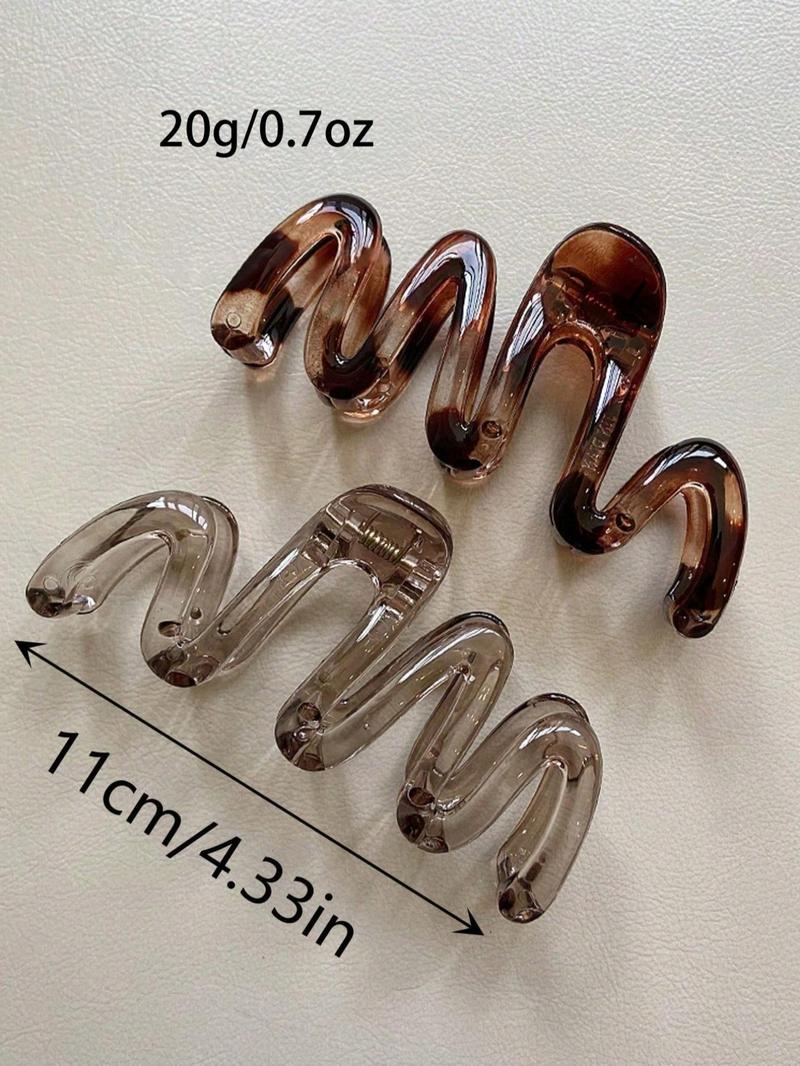 4-Piece Minimalist 10.5cm Wavy Design Lightweight Hair Claw Clips, Synthetic Claw Clip, Perfect for Daily Use, Showers, Travel, Beach, and Fashion Styling