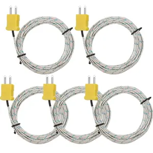 5 Pieces 3 Meters K Type Mini-Connector Thermocouple Temperature Probe Sensor K Type Thermocouple Wire Temperature Sensing Line Measure Range -50 to 400 Celsius, Compatible with TM902C/ TES1310