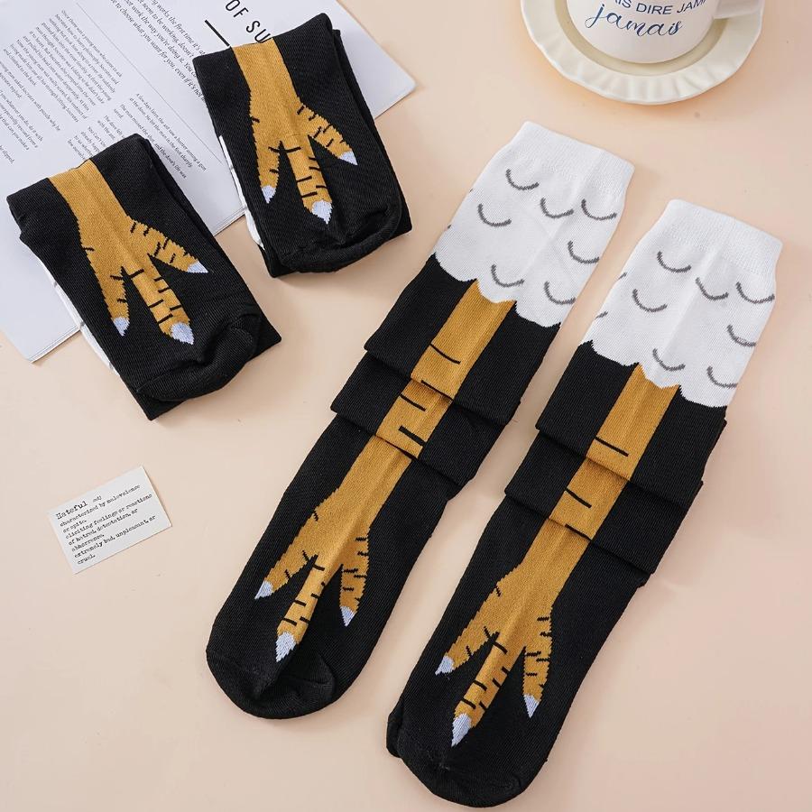 3/6 Pairs of Funny Black Chicken Claw Socks - Unisex, Suitable for Parties, Cosplay and Funny Acting, Fashionable and Fun,durable Knitted Fabric Womenswear