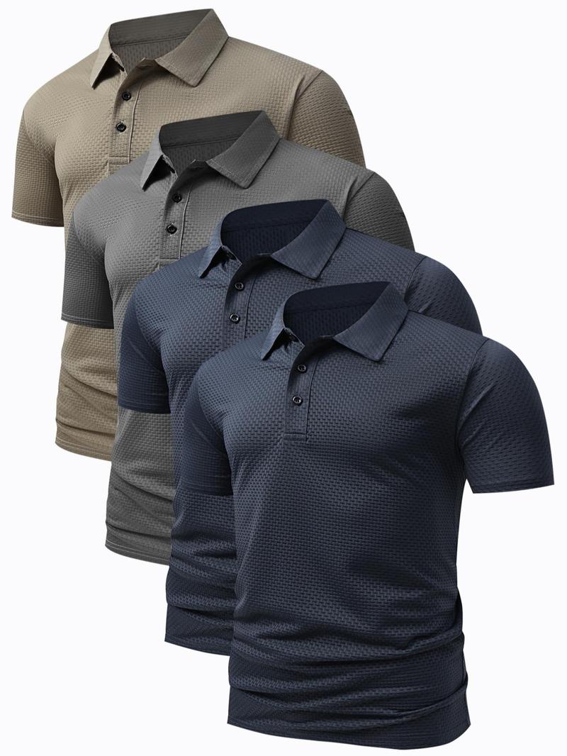 Men's Solid Color Polo Shirt, Regular Fit Casual Short Sleeve Collared Top for Summer, Fashion Men's Clothes for Daily Wear