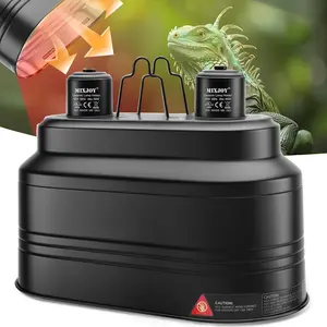 Dual Reptile Light Fixture, Max 160W Each Heat Lamp Fixture with Separate Switches, Fits Reptile Light/Heat Lamp/UVB Light for Lizards, Turtles, Snakes, and Amphibians