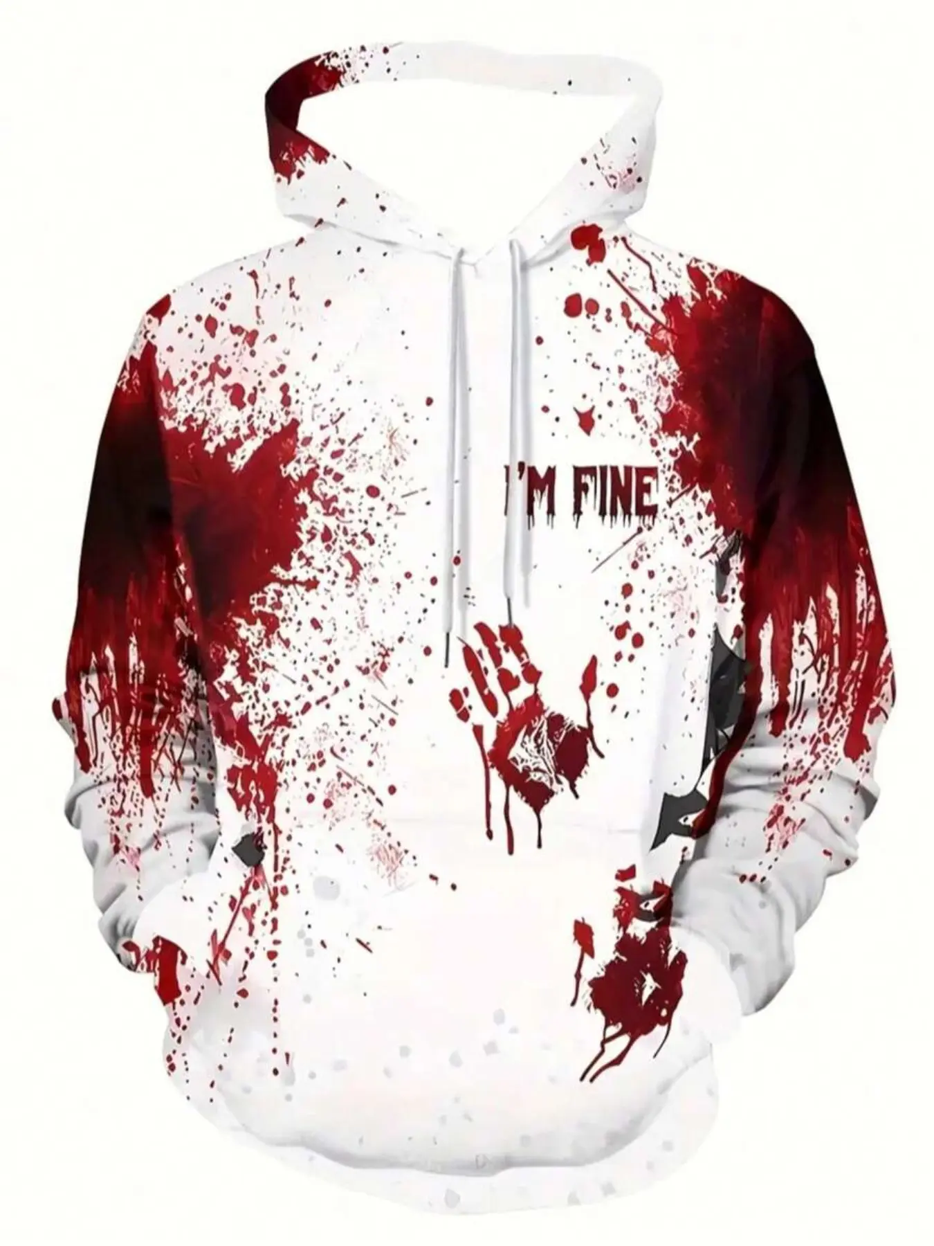Men's Hoodie with Blood Splatter Design, 3D Print, Casual Street Style, Long Sleeve, Pocket, Spring Fall, Gift for Boyfriend