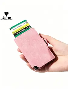 Rfid Secure Pop-Up Card Wallet, One-Touch Eject Design, Pocket-Size Anti-Skimming Card Purse, Ideal for Daily Use & Travel