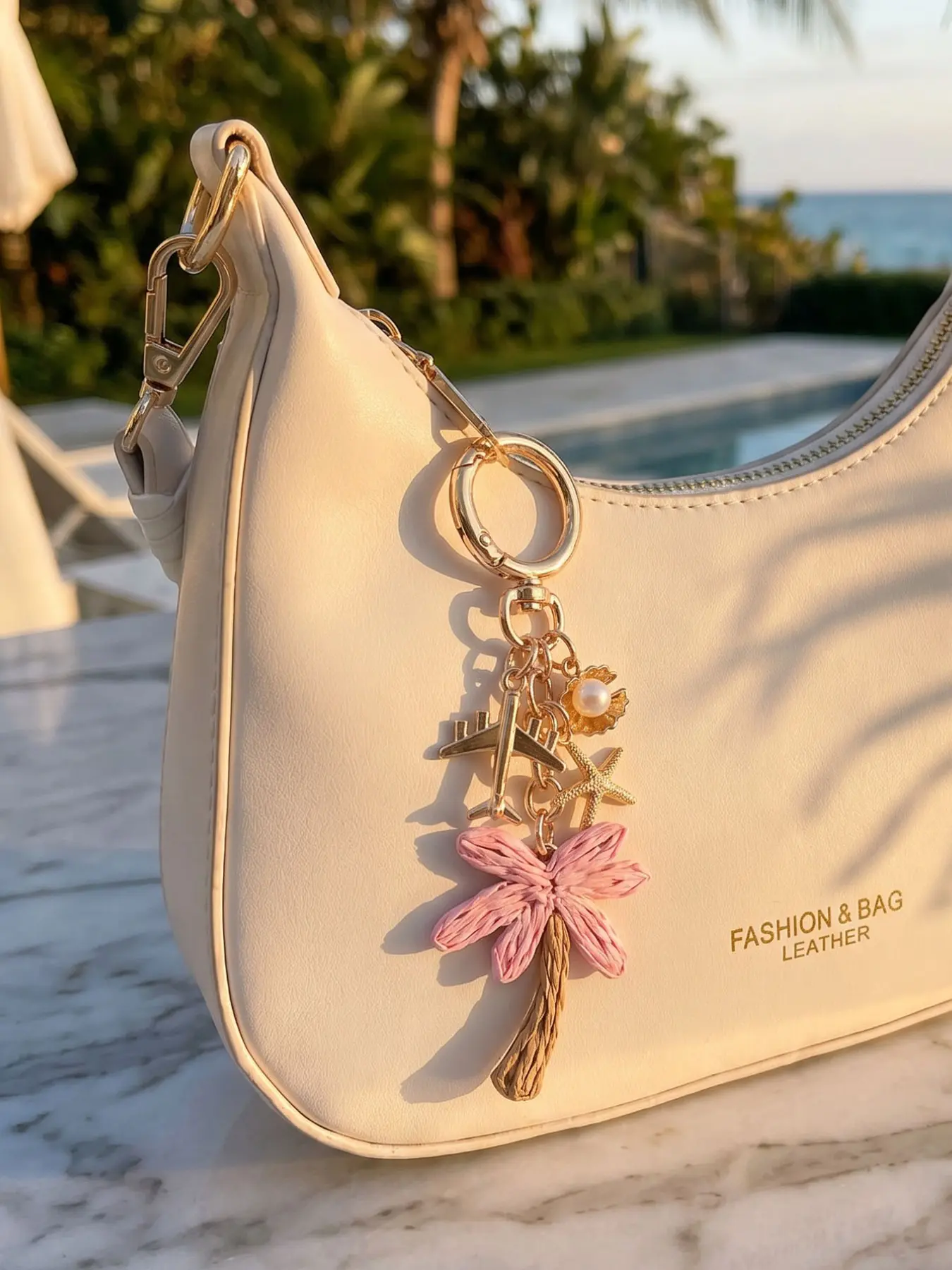 Handmade Coconut Tree Keychain, Palm Leaf Beach Travel Charm, Key Charms, Hawaiian Style Pendant, Bohemian Y2K Bag Accessory, Festival Gift