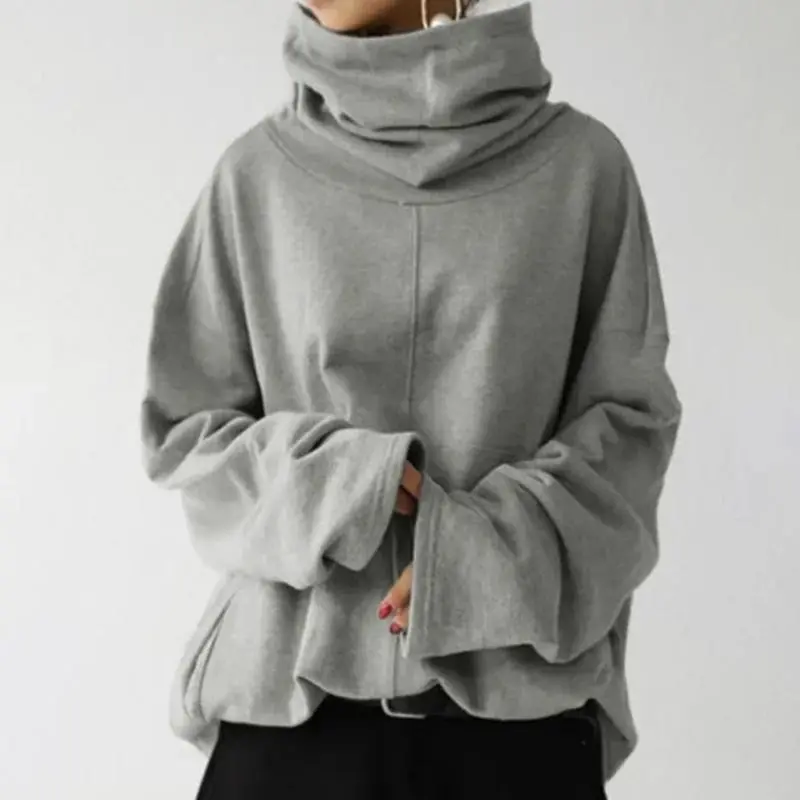 2025 New Spring Winter Women Turtleneck Long Sleeve Sweatshirt Loose Hoodies With Pockets Trendy Casual Ladies Clothes