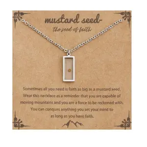 Unisex Minimalist Mustard Seed Mirror Finish Stainless Steel Pendant Necklace - Tarnish-Proof Jewelry, Geometric Faith Motif Christian Adjustable Casual Accessory for Birthday, Confirmations, Graduation Gifting