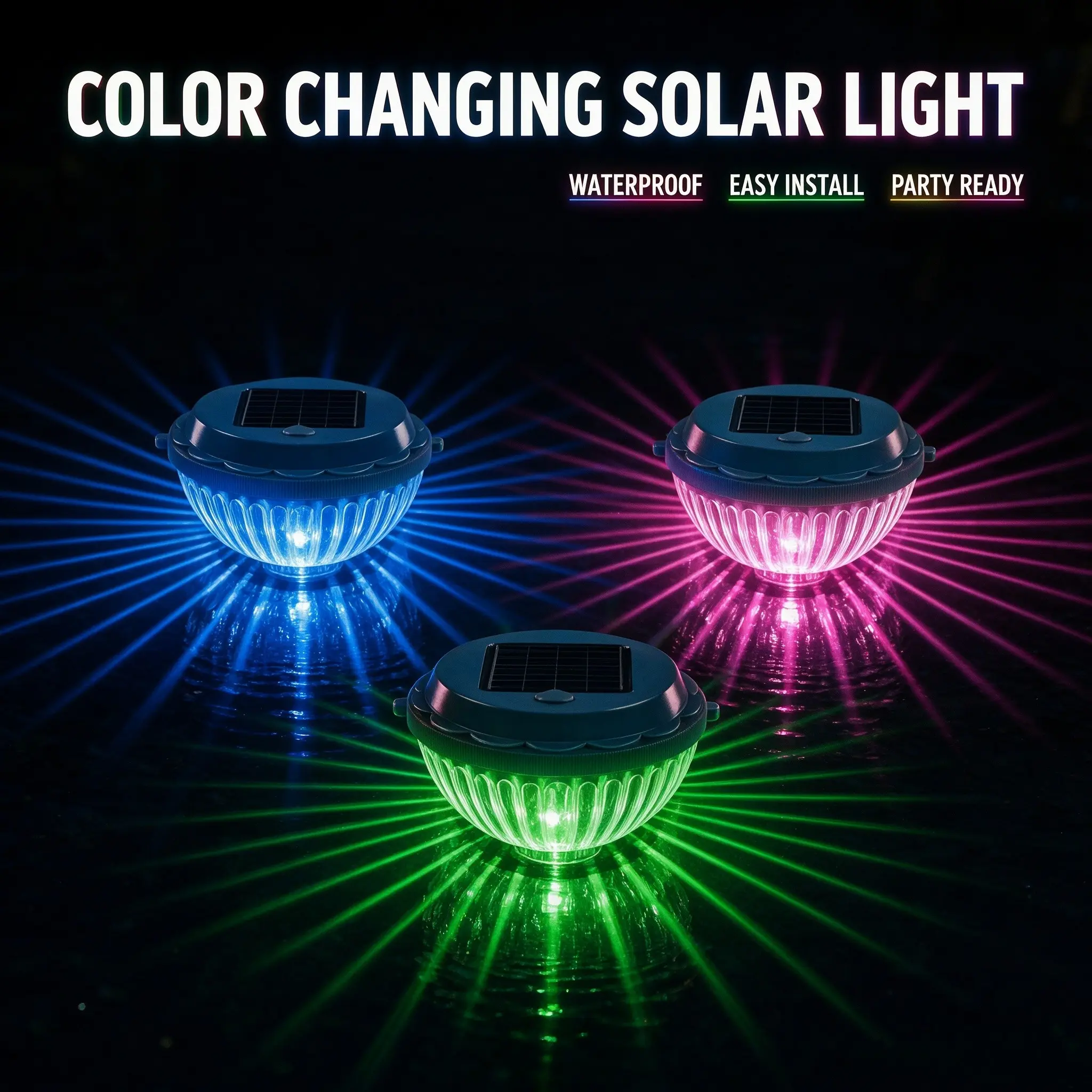 Solar Projection Ambient Light, Festival Decor Lamp, Floating Pool Light, LED Auto Charge, Colorful Path Light, Garden & Party Lighting