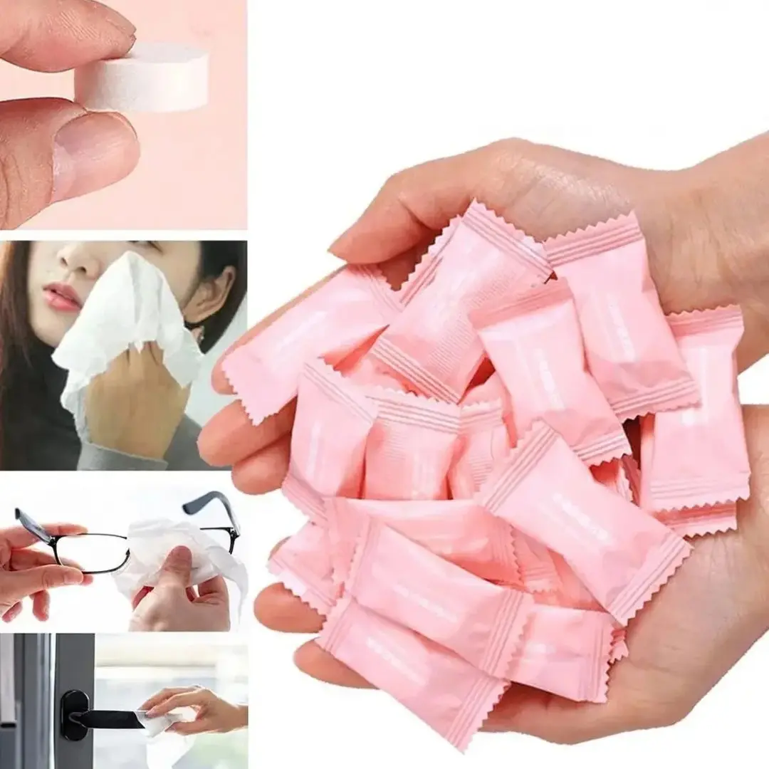 100pcs Travel Portable Compressed Towels, Facial Cleansing Towels, Gentle Cleansing Cloths for Sensitive Skin, Disposable Pure Cotton Face Care, Makeup Remover Wipes