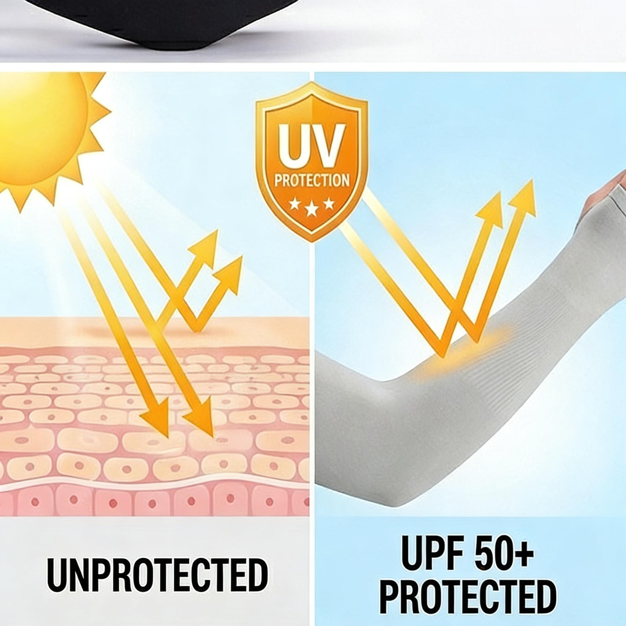 7 pairs of UV protection cooling arm sleeves for men and women, designed with thumb holes. Soft and breathable, great for driving, golf, fishing, cycling and hiking outdoors.