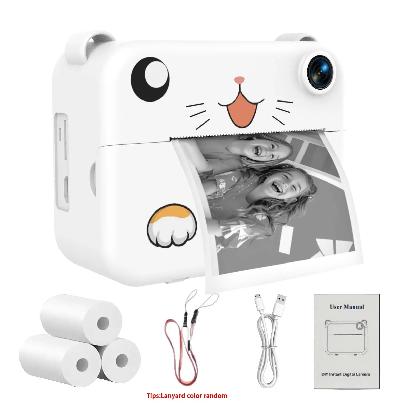 Kids' Instant Print Camera, 2.0 Inch Screen, 1080P HD, 1300mah Battery, USB PD Charging, Perfect for Education Day & New Year's Day, Printer Camera