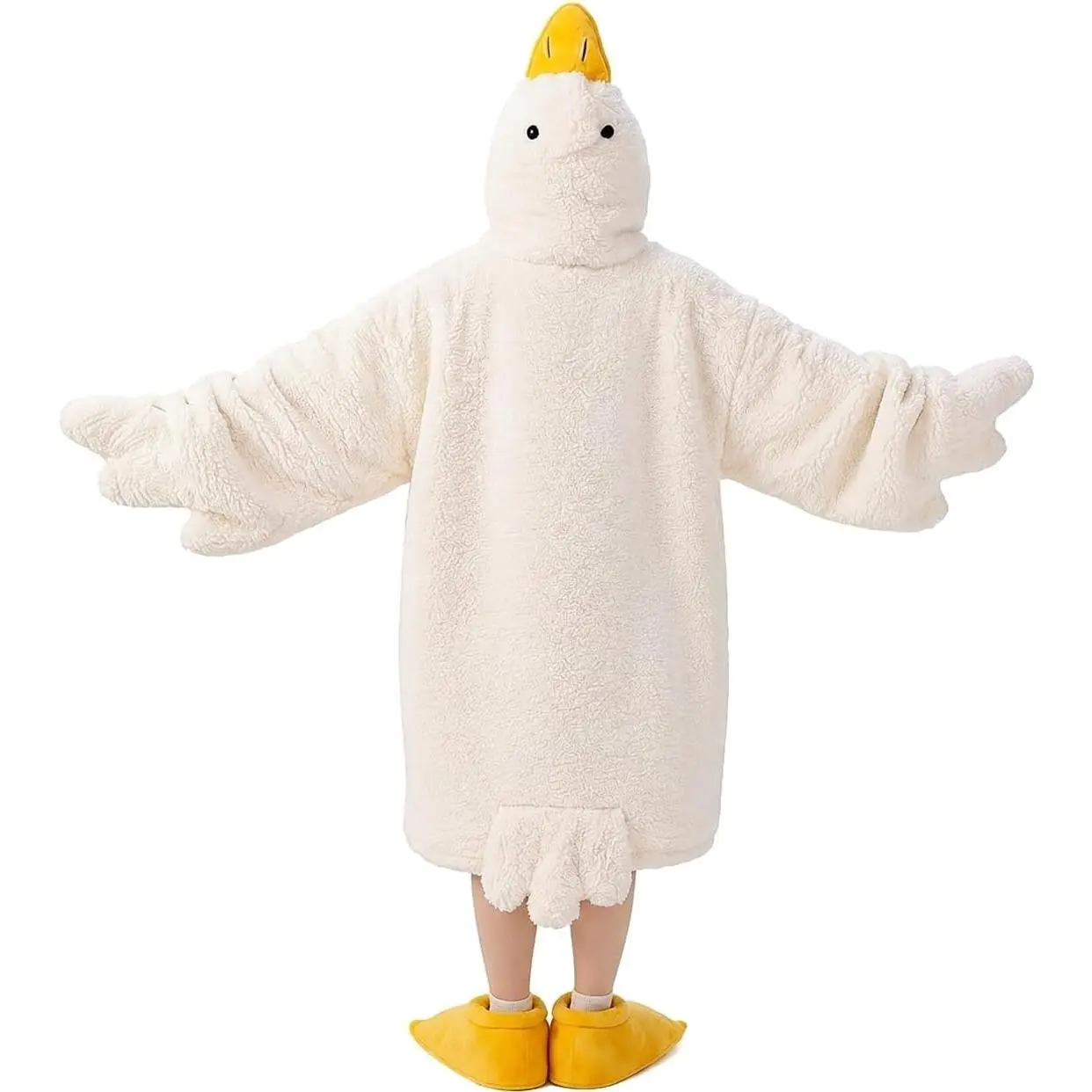 Goose Blanket Hoodie Onesie, Oversized Wearable Hoodie Blanket with Sleeves, Goose Duck Costume Pajamas for Kids Adults