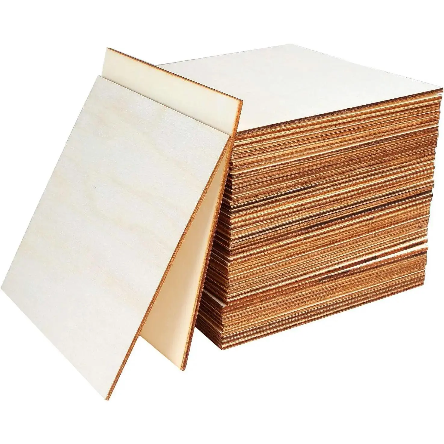 Unfinished Basswood Plywood Wood Squares (50 Pieces, 6x6 in, 1/8 in Thick) - Blank Sheets for Crafts, Mini House Building, Painting, Scrabble Tiles Projects