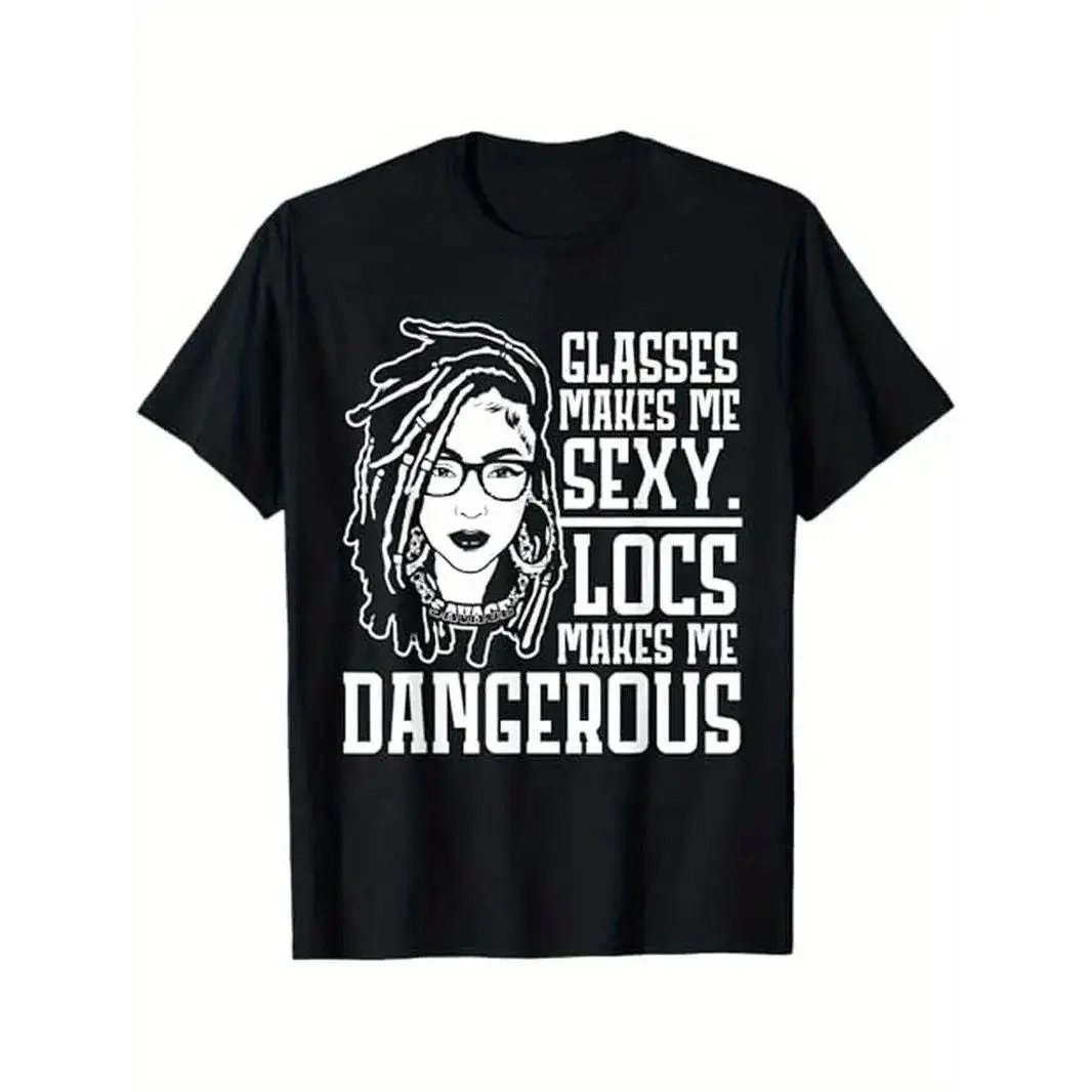 Locs make me Dangerous Afro Hair Black American African Girl T-Shirt, Unisex Summer Top
