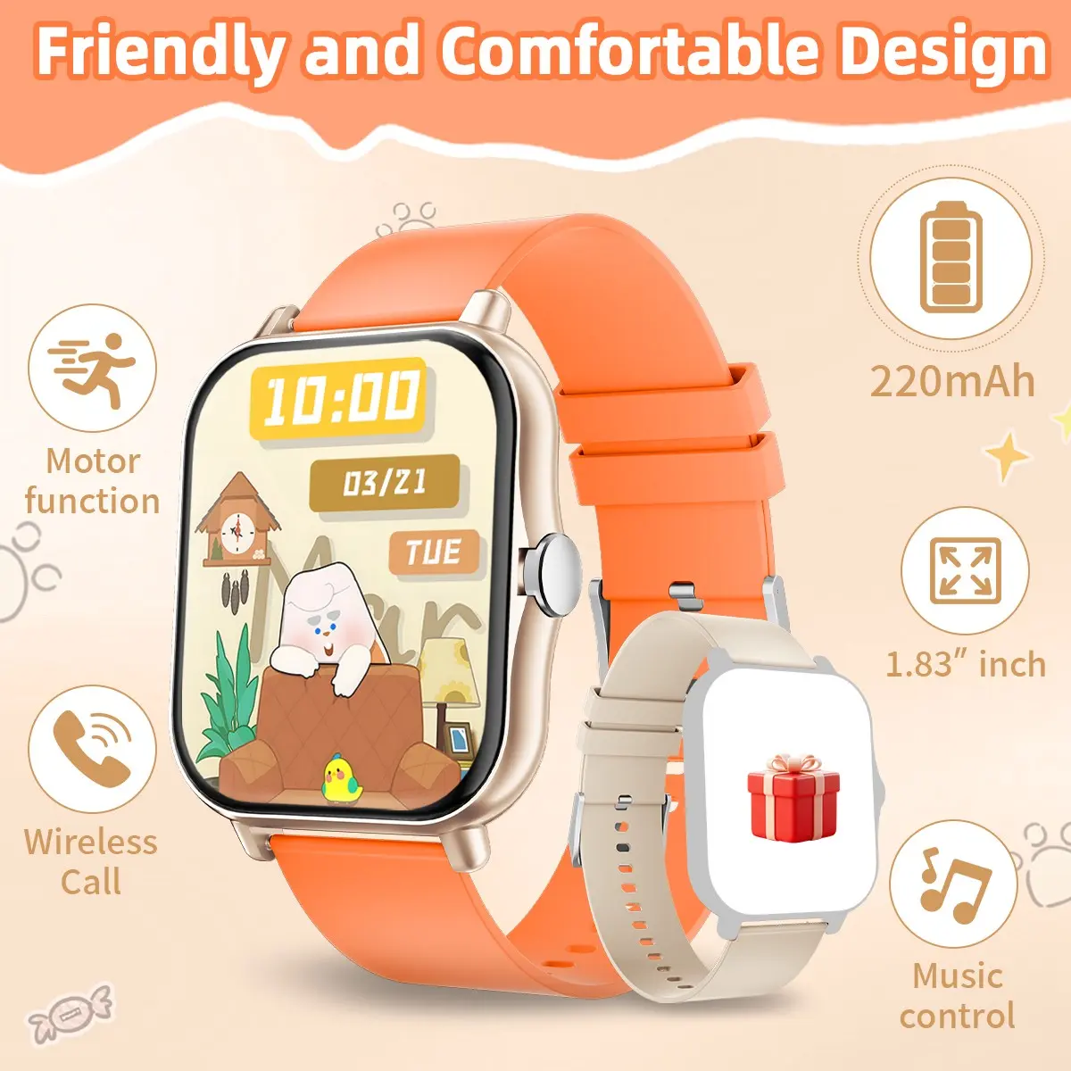 SIMSONLAB Multifunctional Smartwatch, Sports Tracking, Wireless Calling, Remote Photography, Music Playback, Calculator, Alarm, Perfect Gift
