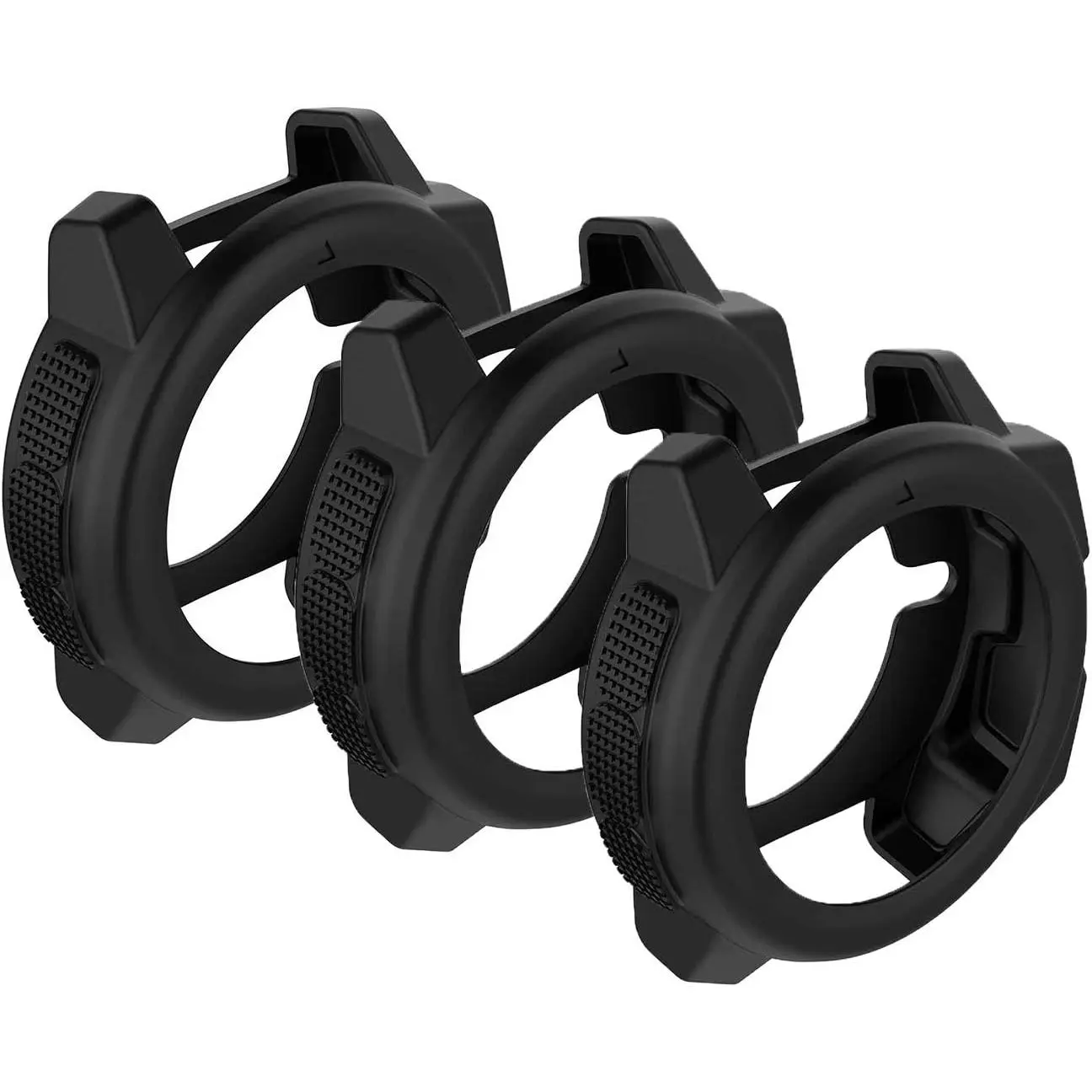 SplenSun Durable Synthetic Protective Cover Cases with Anti-Scratch Bezel Protection for Garmin Instinct, Instinct Solar Smartwatches (Black, 3 Packs) - Wearable Accessories, Instinct Series