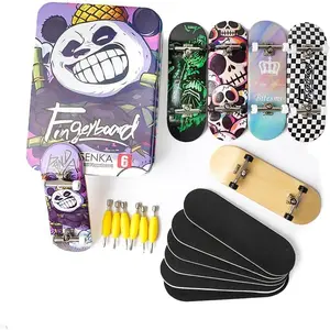 6PCS Pro 32mm Fingerboard Wooden Board Professional Mini Finger Skateboard Set of 6