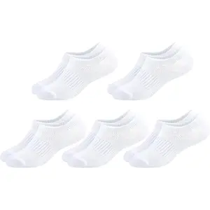 No Show Cotton Socks for Girls and Boys - Low Cut, Breathable, Non-Slip Short Socks for Kids - 5/10 Pairs.
