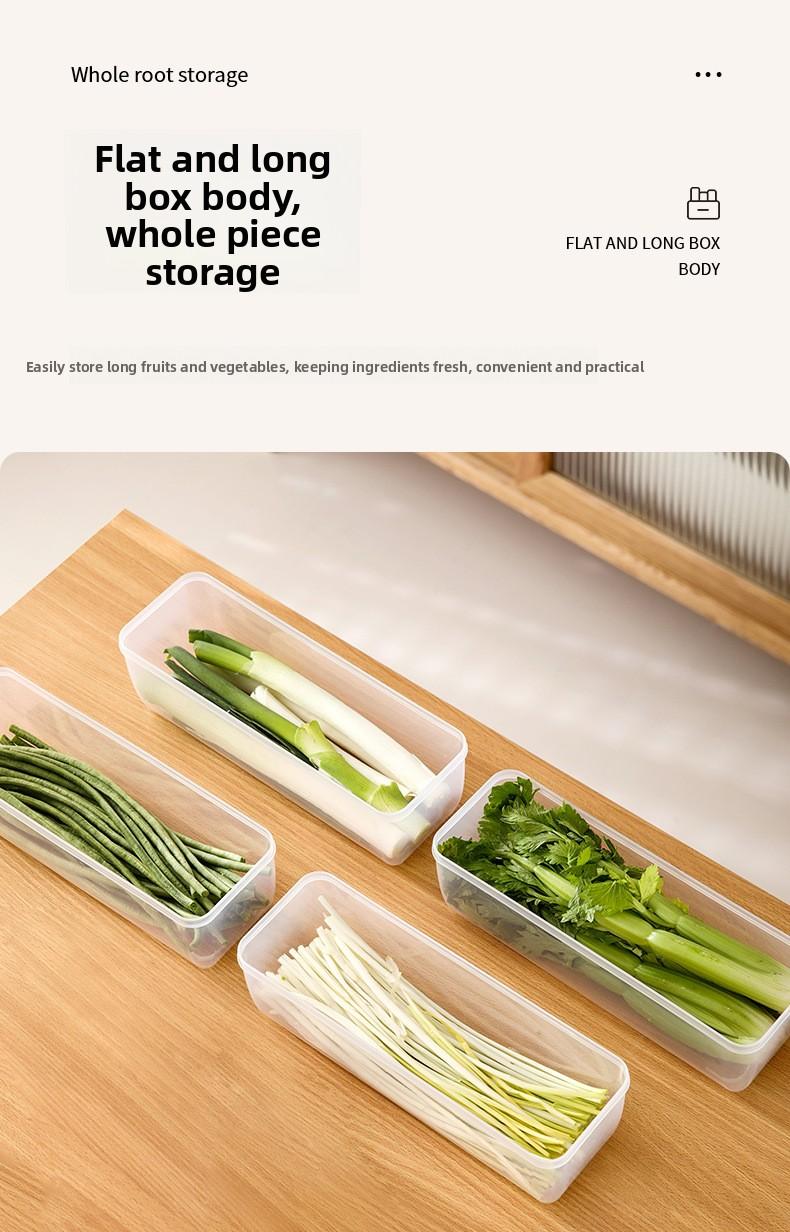 FaSoLa Refrigerator Storage Box for Scallions, Green Onions, and Coriander, Specialized Fresh-Keeping Box, Kitchen Food-Grade Sealed Box for Scallions, Ginger, and Garlic