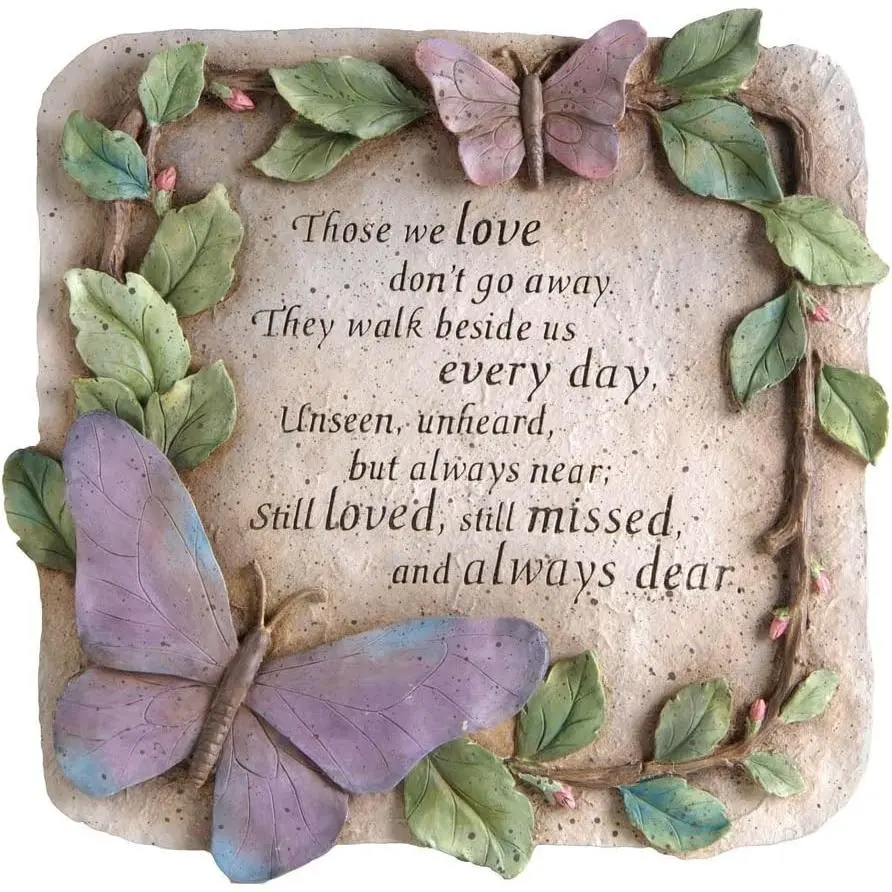 Those We Love Don't Go Away Garden Memorial Stone | Outdoor Safe | 10-Inch | Remembrance Gift | Décor for Homes, Lawn and Garden