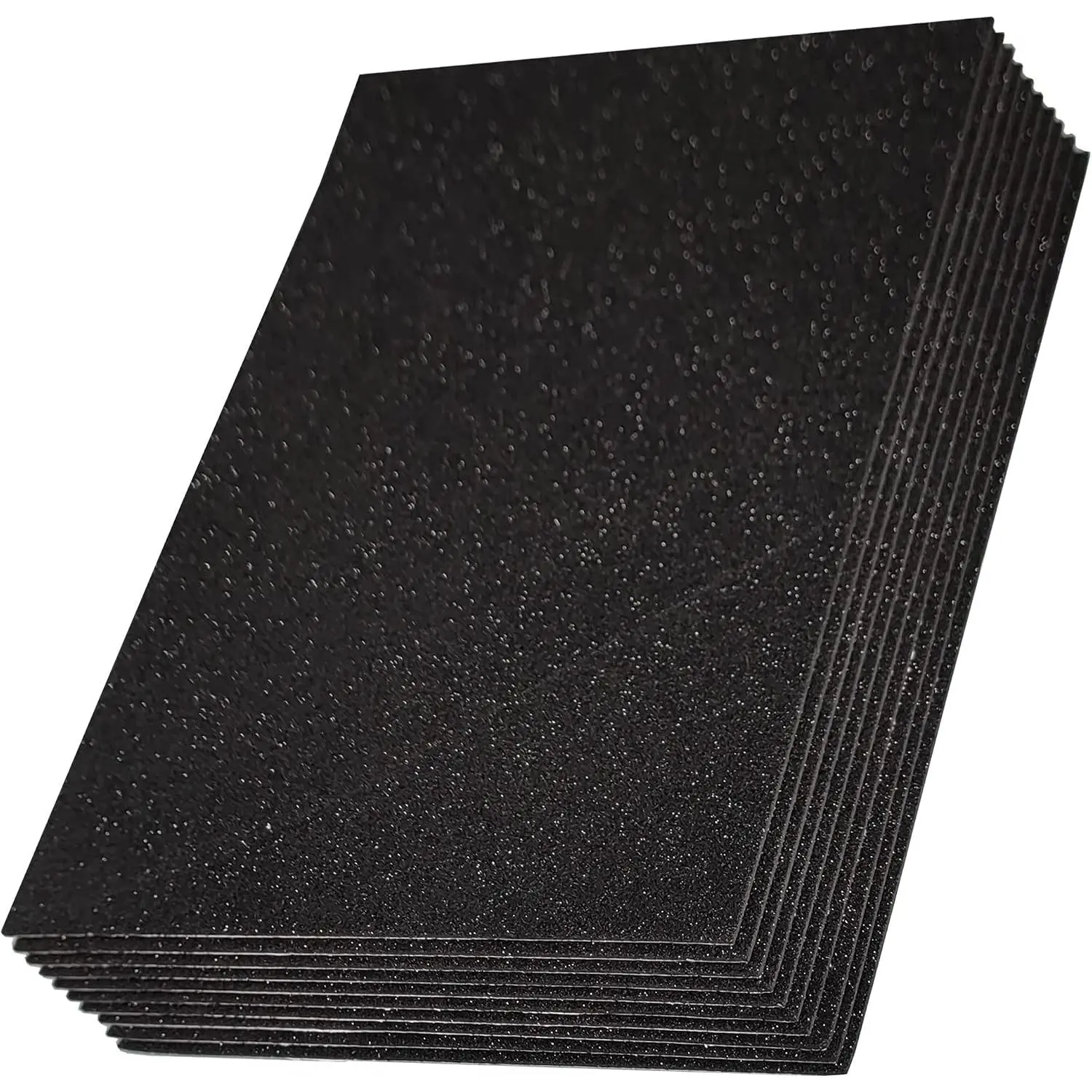 Black Sticky Glitter  Sheets for Craft, 10 Packs Thick Self-Adhesive Sparkle EVA Paper Stickers for Craft Projects, 30 x 20cm