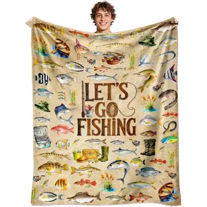 1PC Men's fish-shaped blanket gift, soft flannel fishing blanket, fun fish lover gift, fisherman's gift blanket
