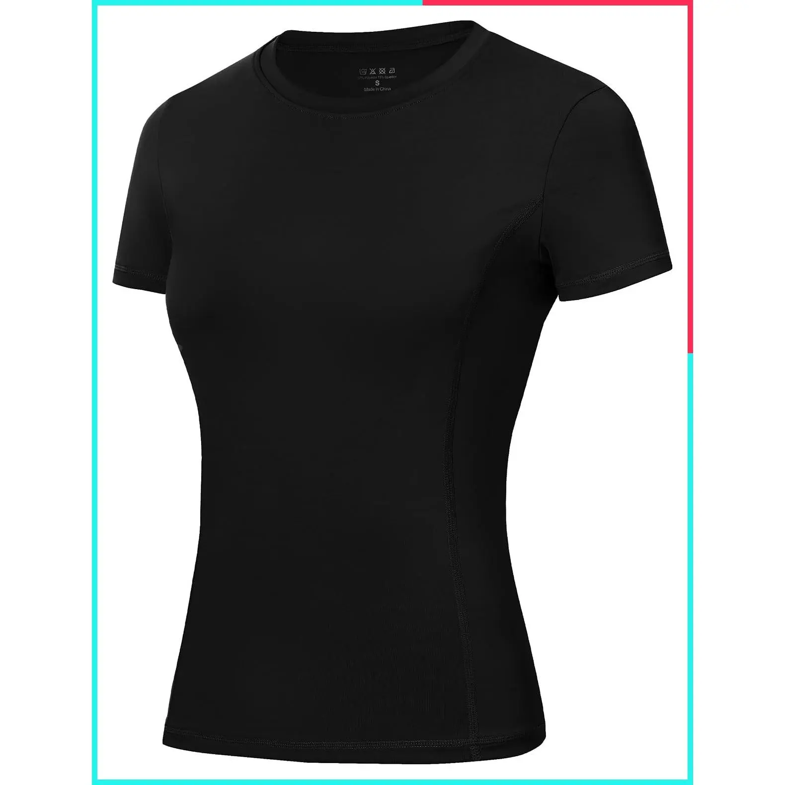 Women's Compression Shirt Slim Fit Short Sleeve Athletic Top Workout Undershirt for Gym Yoga