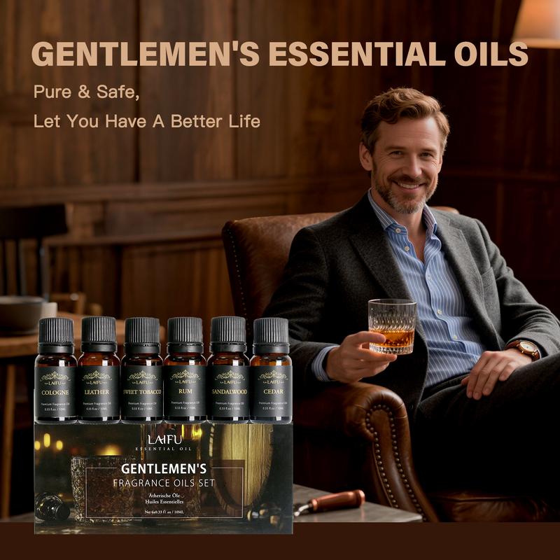Water Soluble Essential Oils Kit: Sandalwood, Cedarwood, Leather, Sweet, Rum, Eau De Cologne, 6x10ml