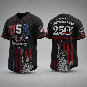 Black Statue Of Liberty Patriotic Baseball Jersey, Vintage Brushstroke US Flag Graphic, 1776-2026 National Freedom Design, Unisex 4th Of July Casual Apparel # TikTokMadeMeBuyIt # USA250 # AmericanPride # Independence Day # 250th Anniversary # Baseball Jer