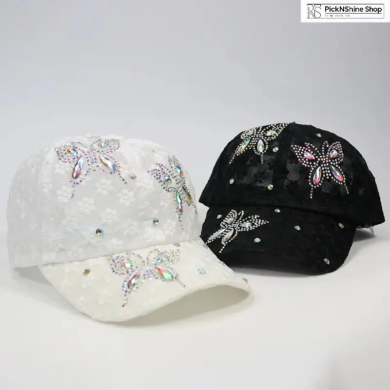 Women’s Rhinestone Butterfly Baseball Cap, Sparkly Crystal Embellished Hat, Y2K Fashion Accessories for Women, Cute Adjustable Streetwear Hat for Daily Outfits, Summer Travel, Party and Aesthetic Looks