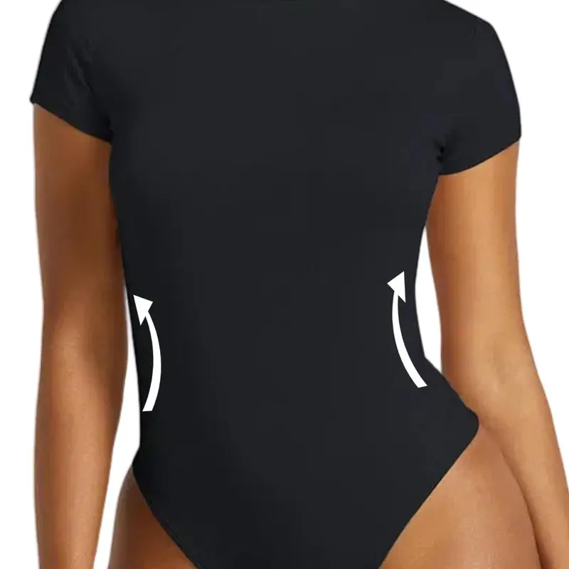 Women's Solid Color Short Sleeve Round Neck Shapewear Bodysuit, Bodysuits Shapewear, Body Shapewear Faja, Comfortable Breathable Tummy Control Butt Lifting Shaper for Daily Wear, Ladies Shapewear for All Seasons