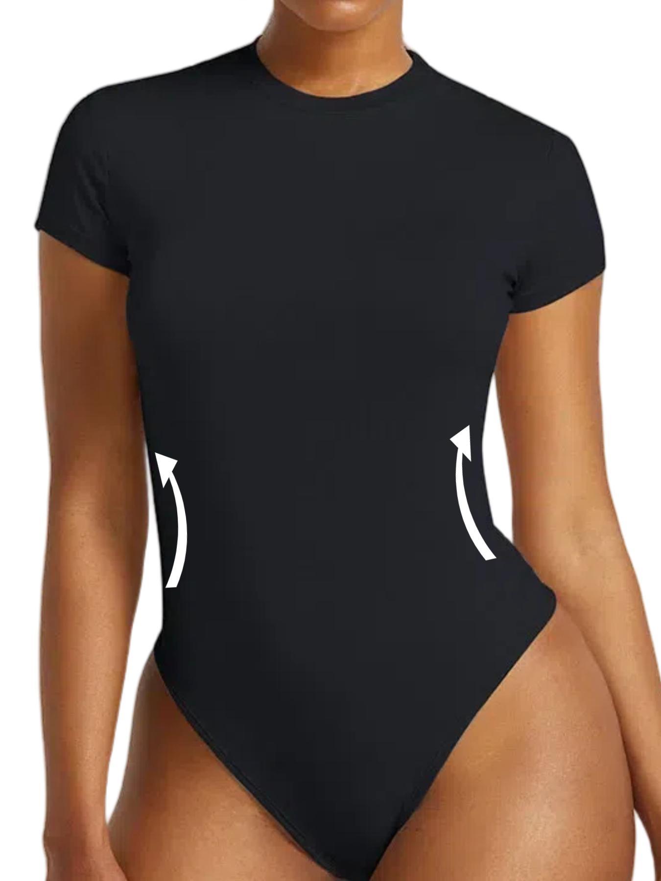 Women's Solid Color Short Sleeve Round Neck Shapewear Bodysuit, Casual Comfortable Breathable Tummy Control Butt Lifting Shaper for Daily Wear, Ladies Shapewear for All Seasons, Shapewear Clothes