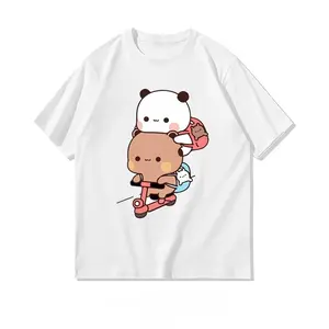 Bubu and Dudu Riding Scooter Shirt Woman Man Casual Cotton Printed T Shirts Adult Streetwear Camisetas Tee Ropa Hombre