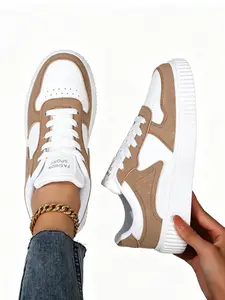 New Women's Casual Sporty Skate Shoes, Multi-Color Patchwork Design, Lightweight Comfortable Eva Sole, All Seasons Wear