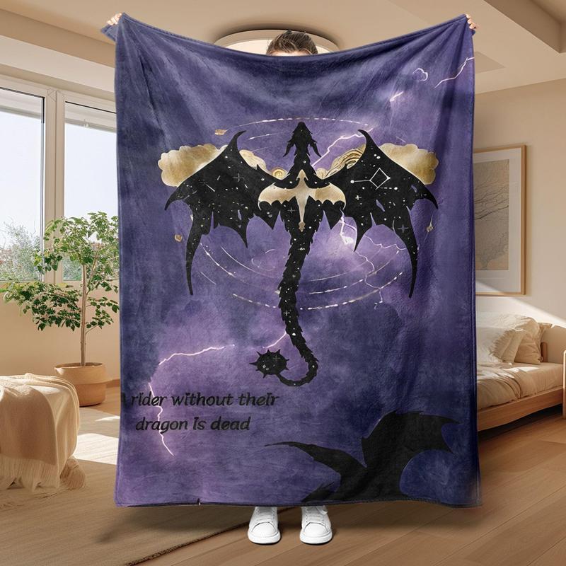Dragon Pattern Flannel Throw Blanket Warm Cozy Lightweight All Season Use for Home Office Travel Camping Nap Soft Air-conditioned Room Blanket