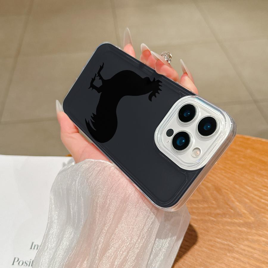 New Halloween-themed frosted design space case with rooster pattern, large holes, transparent, anti-drop, luxurious, simple, protective, shockproof, durable, full coverage, suitable for iPhone 16 Pro Max/16 Pro/16/16 Plus/15/15 Plus/15 Pro/15 Pro Max/14/1